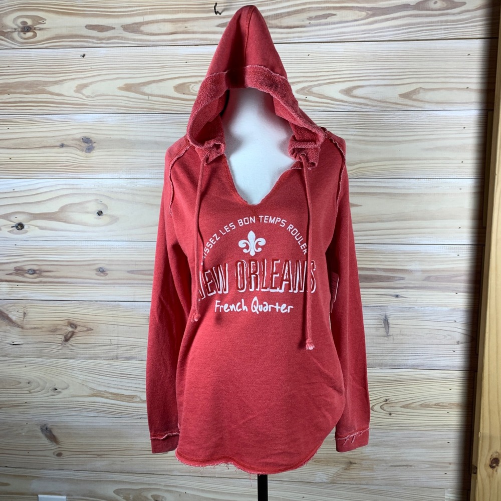 New Orleans French Quarter Hoodie Women S Red Relaxed Souvenir NOLA U.S. Apparel
